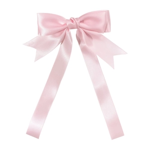 Fermaglio per capelli con fiocco di raso rosa e nastri lunghi accessori eleganti donna