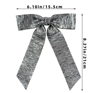 Specifiche delle dimensioni per il fermaglio a fiocco pieghettato argento 21cm x 15,5cm