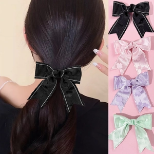 Süße Schleife Haarklammer Damen Mädchen Kleemuster Entenschnabelclip Seitenpony Haarnadel Frischer Koreanischer Stil Haarschmuck