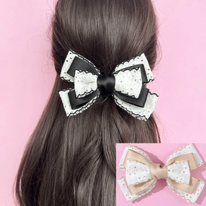Eleganter Französischer Stil Dreilagige Spitze Schleife Haarclip Satinband Entenschnabel Haarnadel Vintage Süßer Kopfschmuck
