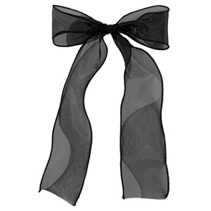Elegant black organza mesh bow hair clip with sheer fabric and premium finishing