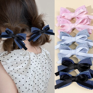Sweet Balletcore Bowknot Hair Clips Rhinestone Ribbon Alligator Clips Elegant Fashion Hair Accessories For Women Girls