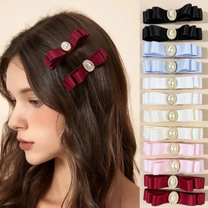 Pinces à Cheveux Nœud en Ruban Doux Avec Künstliche Perle Artificielle Décor en Strass Épingles à Cheveux en Satin Élégantes Pour Femmes