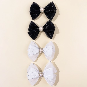 Elegante haarstrikken set met organza kant, strass en parels voor dames haardecoratie