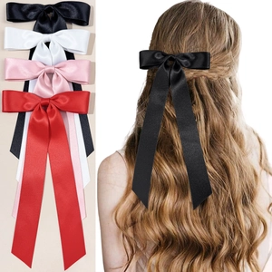Pince à Cheveux Élégante en Satin avec de Longs Rubans pour Femmes Accessoire de Coiffure en Ruban Fait à la Main Cadeau de Fête