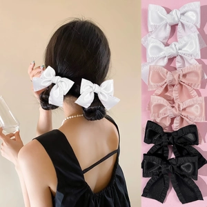Süße Satin Schleifen Haarspangen Mit Rüschenkanten Elegante Band Haarnadeln Damen Mädchen Prinzessin Stil Haarschmuck