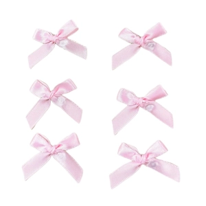 Set of 6 pink silk ribbon bow hair clips for girls in a sweet minimalist ballet style