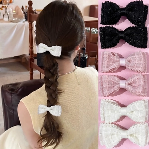 Fermagli per Capelli a Fiocco in Pizzo Dolce Stile Coreano per Donna Ragazze Mollette a Fiocco Fatte a Mano in Tessuto
