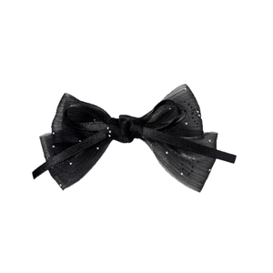 Fermaglio per capelli con fiocco in tulle nero a strati, paillettes e stile balletto