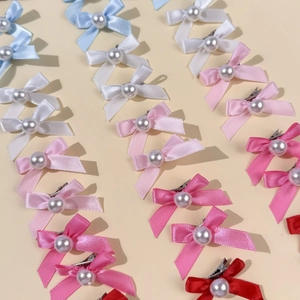 Barrettes à cheveux avec nœuds en ruban et perles de style ballet multicolores