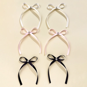 Dolci Fermagli per Capelli a Fiocco in Raso Con Stella Strass Nastro Lungo Balletcore Rosa Bianco Nero per Donna Ragazza