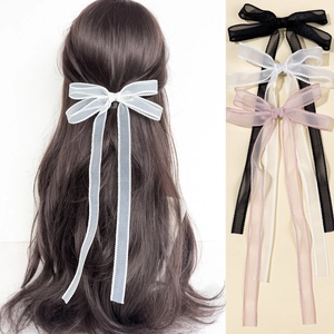 Pince à Cheveux Nœud Balletcore Avec Longs Rubans Organza Filet Fait à la Main Accessoire de Cheveux Doux pour Femmes Filles