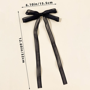 Détails du nœud papillon en mousseline noire avec dimensions en pouces et centimètres