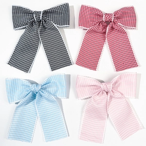 Barrettes à cheveux à carreaux avec bordure en dentelle en noir rouge bleu et rose