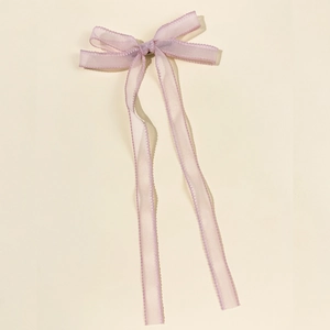 Barrette à nœud papillon en tulle lilas avec rubans fluides pour coiffure de femmes
