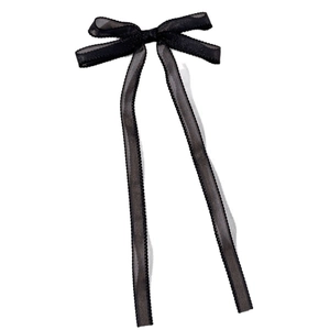 Barrette à cheveux élégante avec long ruban noir en organza de style ballet doux