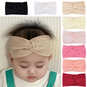 Soft Elastic Baby Headband With Twist Knot Design Solid Color Knit Fabric Hairband For Infants Toddlers Kids Hair Accessories