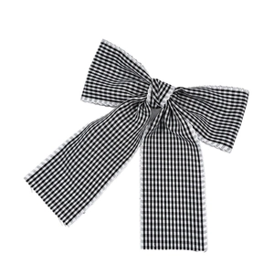 Barrette à cheveux à carreaux vichy noir et blanc avec bordure en dentelle élégante