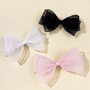 Elegant Multi Layer Organza Mesh Bowknot Hair Clip For Women Large Fairy Style Butterfly Hair Accessory For Wedding Party