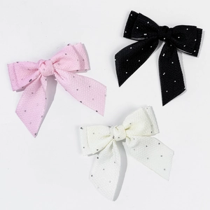Pince à Cheveux Nœud Papillon Coréen Avec Strass Tissu à Chevrons Élégante Pince Bec de Canard Pour Femme Accessoires de Cheveux Fête