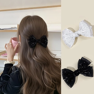 Elegante Fermaglio per Capelli con Fiocco in Rete e Strass Stile Coreano Dolce Farfalla in Rete Becco d'Anatra Accessori per Capelli Donna