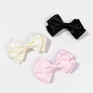 Fermaglio per Capelli con Fiocco in Satin a Doppio Strato Dolce Carino Clip a Becco d'Anatra Elegante Accessori per Capelli Donna