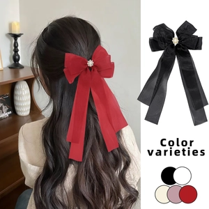 Pince à Cheveux Élégante Avec Nœud en Maille et Künstliche Perles de Strass Grand Ruban en Organza Épingle à Cheveux Style Français Pour Femme Mariage Fête