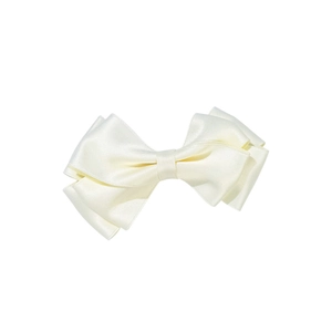 Elegante fermaglio per capelli con doppio fiocco in raso crema dal finish lucido