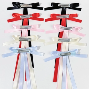 Barrettes à nœuds en satin style ballerine avec longs rubans en dix couleurs assorties