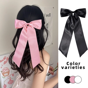 Grande Fermaglio per Capelli con Fiocco in Satin per Donna Elegante Nastro Lungo Forcina Moda Fiocco Sovradimensionato Accessorio