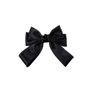 Pince à cheveux noeud en satin noir classique pour femmes avec finition brillante et style élégant