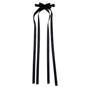 Elegante fermaglio per capelli con lungo fiocco nero, bordi in pizzo e trama fine