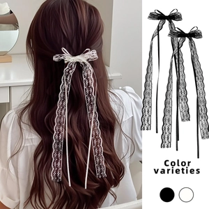 Douces Barrettes à Cheveux Nœud en Dentelle Avec Rubans pour Femmes Pince à Tresse Queue de Cheval Style Coréen Accessoires Faits à la Main