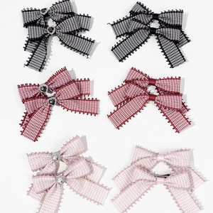 Pinces à Cheveux Nœud Vichy Doux Cœur en Strass Bordure Dentelle Style Japonais Accessoires Cheveux en Tissu Filles Femmes