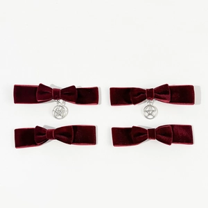 Barrettes noeuds velours rouge vin avec pendentifs étoile argentés pour cheveux femme