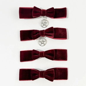 Lot de barrettes à cheveux en velours bordeaux élégant avec pendentifs étoile pour femme