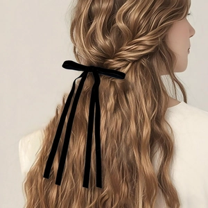Elegant Velvet Bow Hair Clips For Women Long Ribbon Tassel Hairpin Sweet Mori Style Hair Accessories Party Jewelry