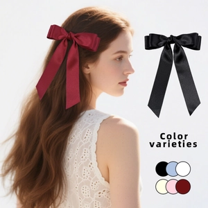 Élégante Grande Pince À Cheveux En Ruban De Satin Pour Femmes Doux Nœud Papillon Streamer Pince Bec De Canard Mariage Fête Accessoires Cheveux Faits Main