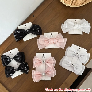 Koreanischer Stil Satin Schleife Haarklammer Mit Strass Herz Dekor Süßes Netz Schleifchen Prinzessin Haarnadel Für Damen