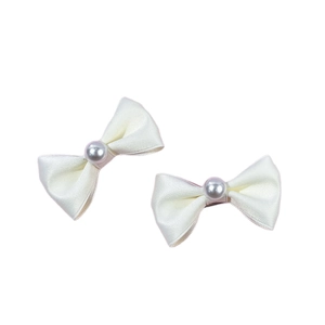 Barrettes à cheveux élégantes en satin blanc crème avec perles pour femmes