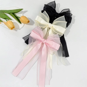 Oversized Satin Organza Bow Hair Clip Elegant Double Layer Ribbon Barrettes Princess Style Hair Accessory For Women Party