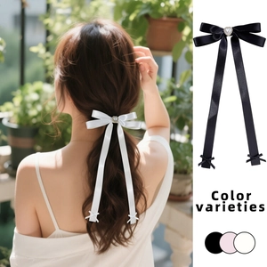 Balletcore Satin Schleife Haarclip Mit Herzperle Strass Langem Band Süße Haarspange Im Koreanischen Stil Damen Mädchen Schmuck