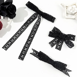 Vintage Gothic Lace Bow Hair Clip Elegant Hollow Out Butterfly Hairpin Dark Romantic Style Duckbill Clip For Women Party