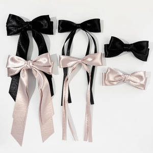 French Elegant Satin Bow Hair Clip With Long Streamers High End Back Of Head Spring Duckbill Clip For Women Daily Party Hair Accessiories