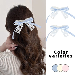 Ballet-style lace bow hair clip set with sweet heart design for women and girls