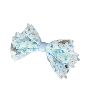 Barrette à cheveux nœud en dentelle florale bleu clair au style pastoral pour filles