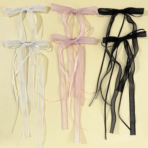 Ballet Style Long Streamer Bow Hair Clip Mesh Sweet Alligator Clip Elegant Princess Ribbon Hair Accessory For Women Girls