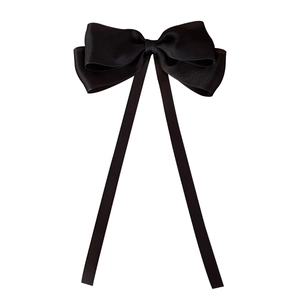 Elegant large black mesh bow hair clip with long ribbons for a sweet princess look