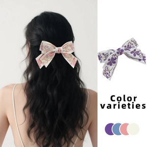 Vintage Ethnic Embroidered Flower Bow Hair Clip For Women Fabric Jacquard Butterfly Spring Clip Elegant Hair Accessories