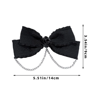 Pince à cheveux rose noire gothique avec chaînes, dimensions 14 cm de large sur 9 cm de haut